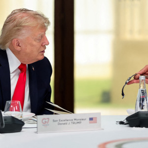 Trump looking at watch