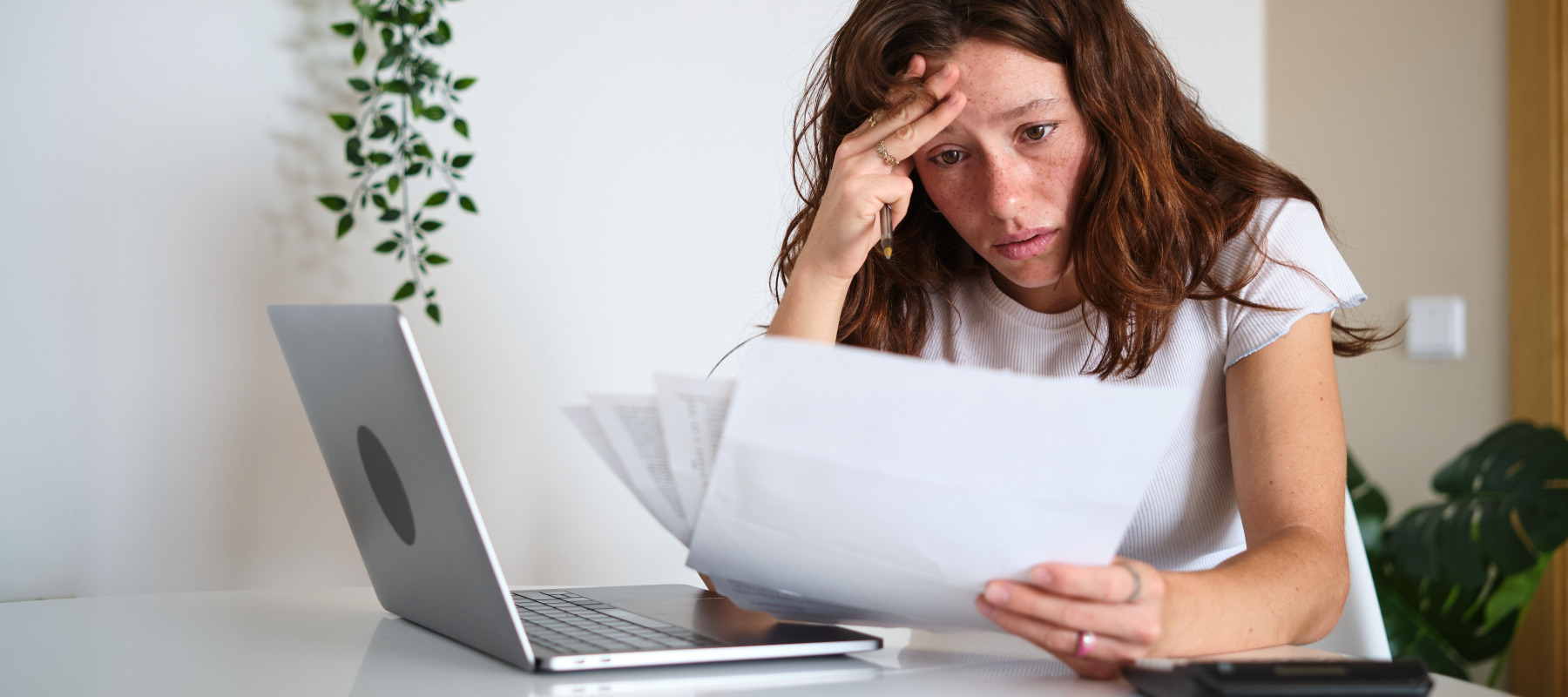 A woman working on her finances
