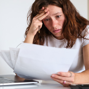 A woman working on her finances