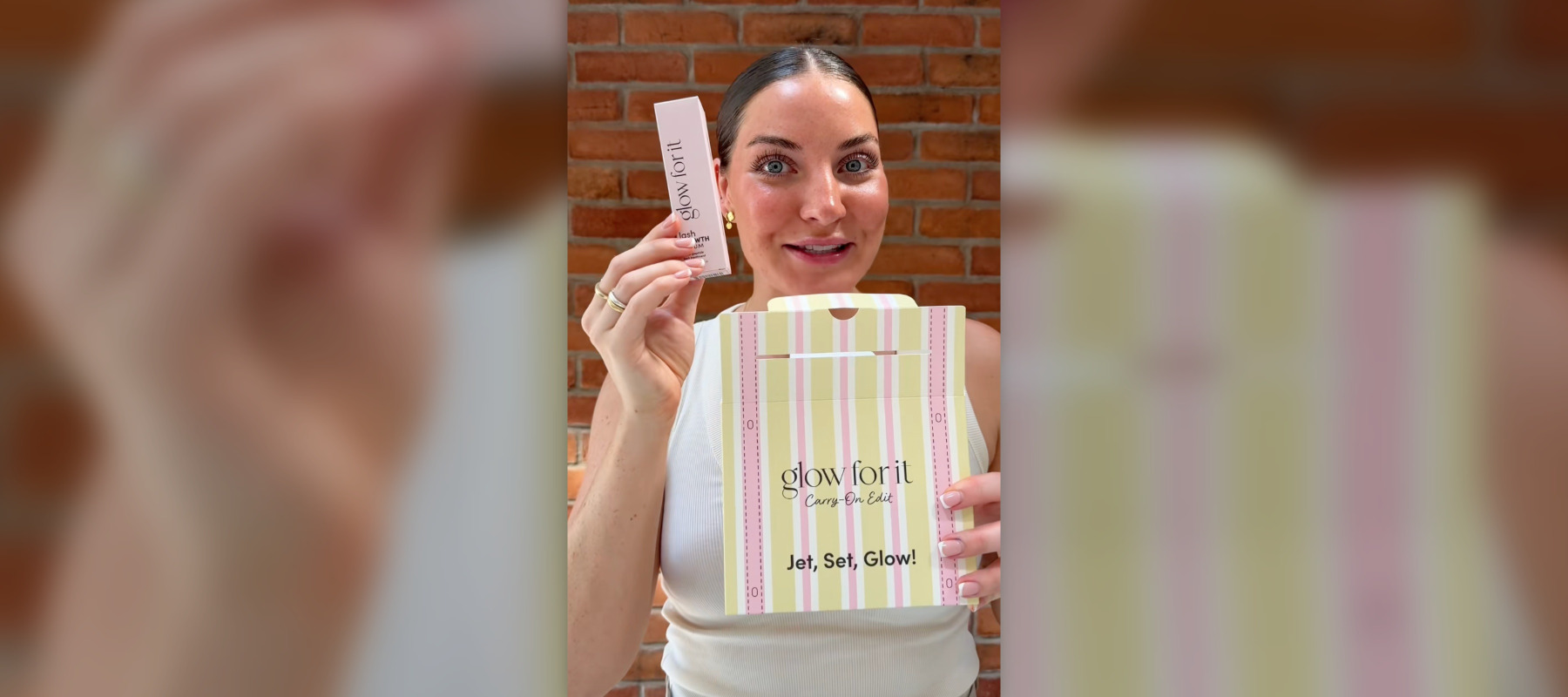 Daisy Kelly shows off her brand Glow For It's makeup products