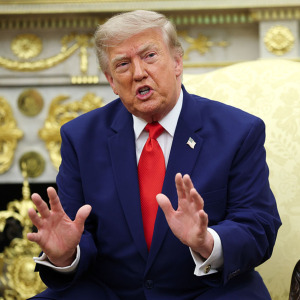 Photos of Presidents Trump and Biden