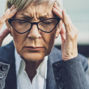 A woman stressed at work