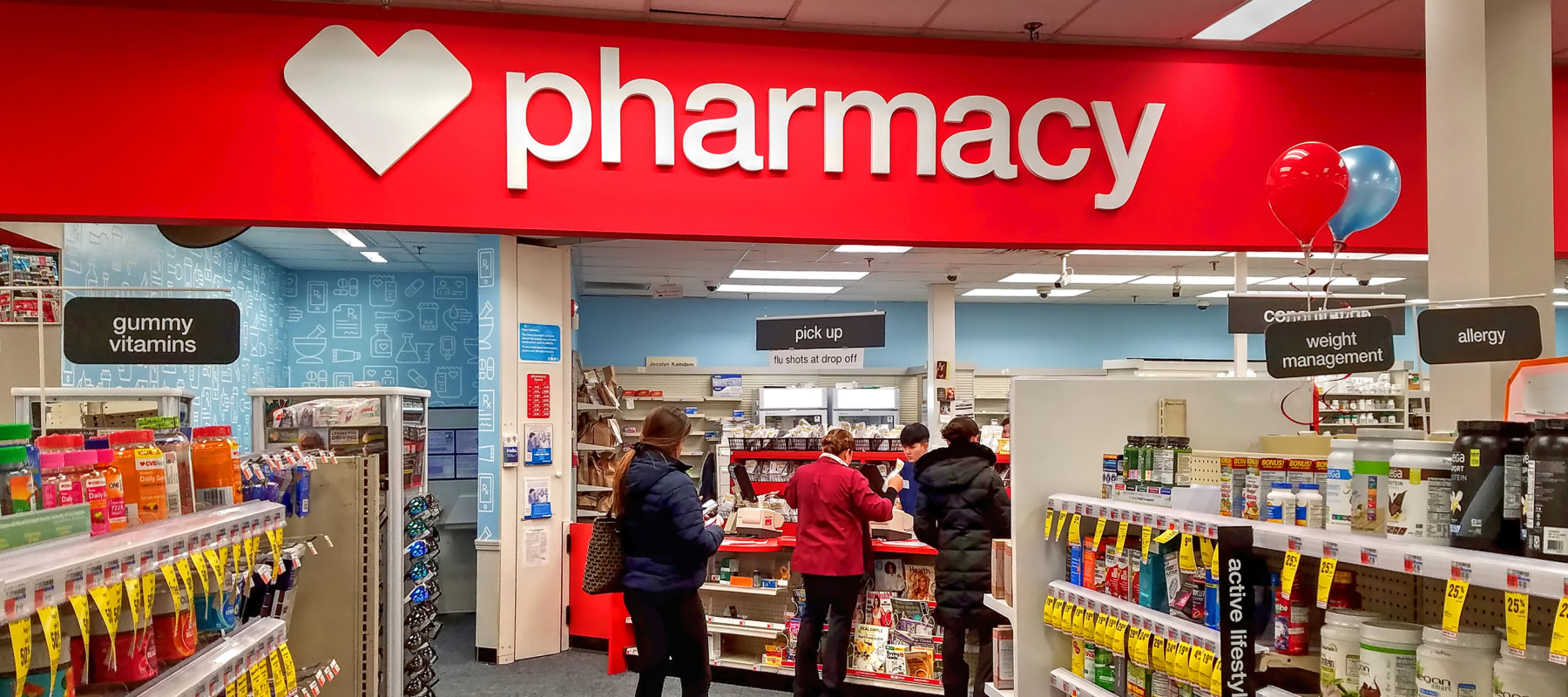 People lined up at CVS pharmacy