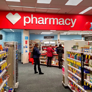 People lined up at CVS pharmacy
