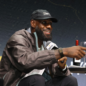 LeBron James speaks onstage during the mind the game panel at Fanatics Fest NYC 2026.