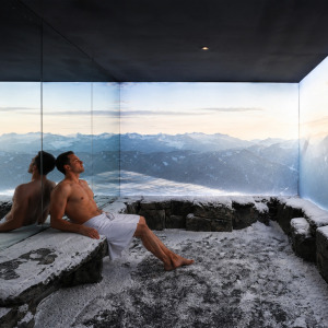 man in snow room