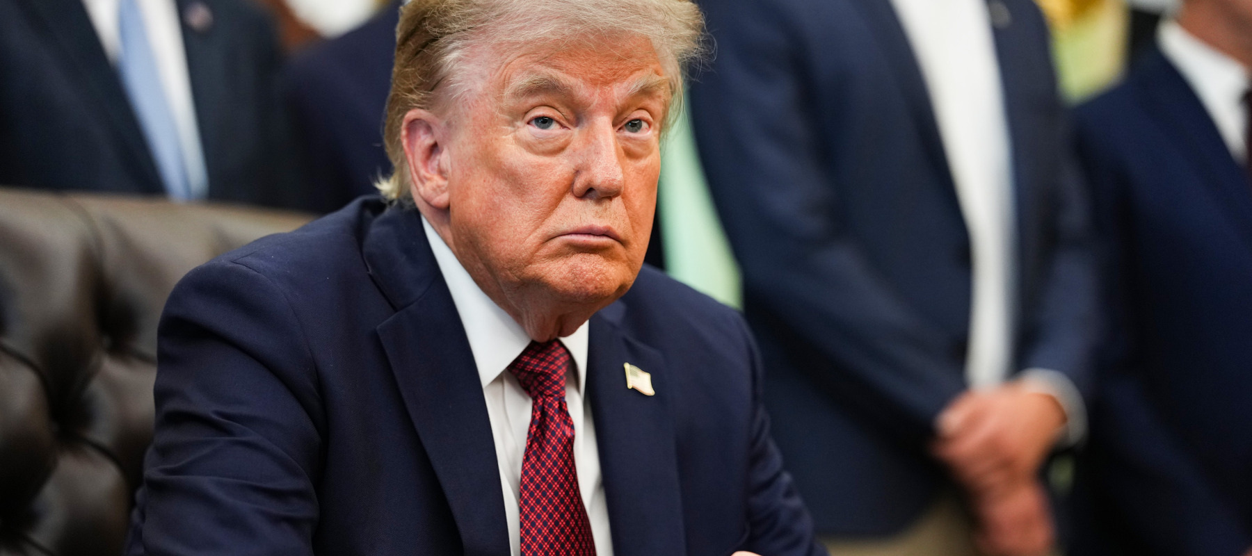 President Trump takes questions in the Oval Office.