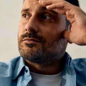 A man looking pensive