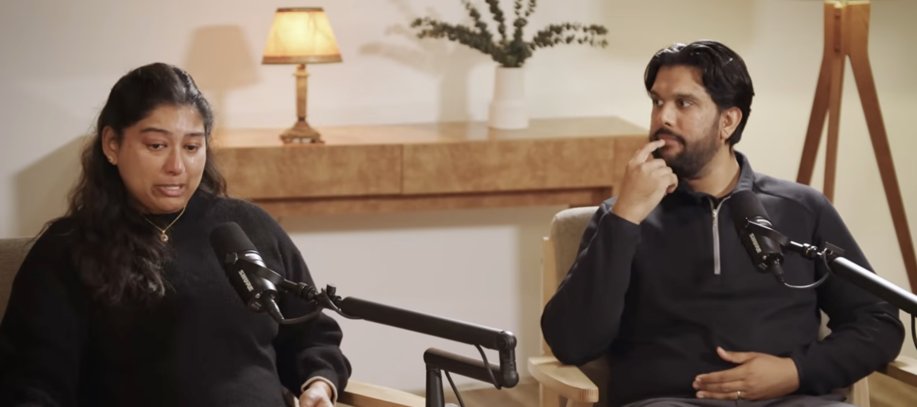 Couple speaking to Ramit Sethi during an episode of his podcast 'Money for Couples.'