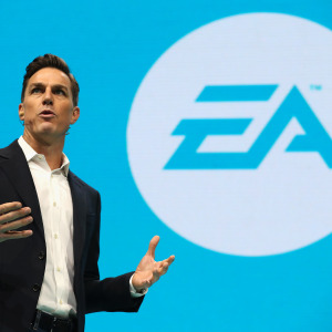 A CEO Andrew Wilson speaks during the Electronic Arts EA Play event at the Hollywood Palladium in 2017.