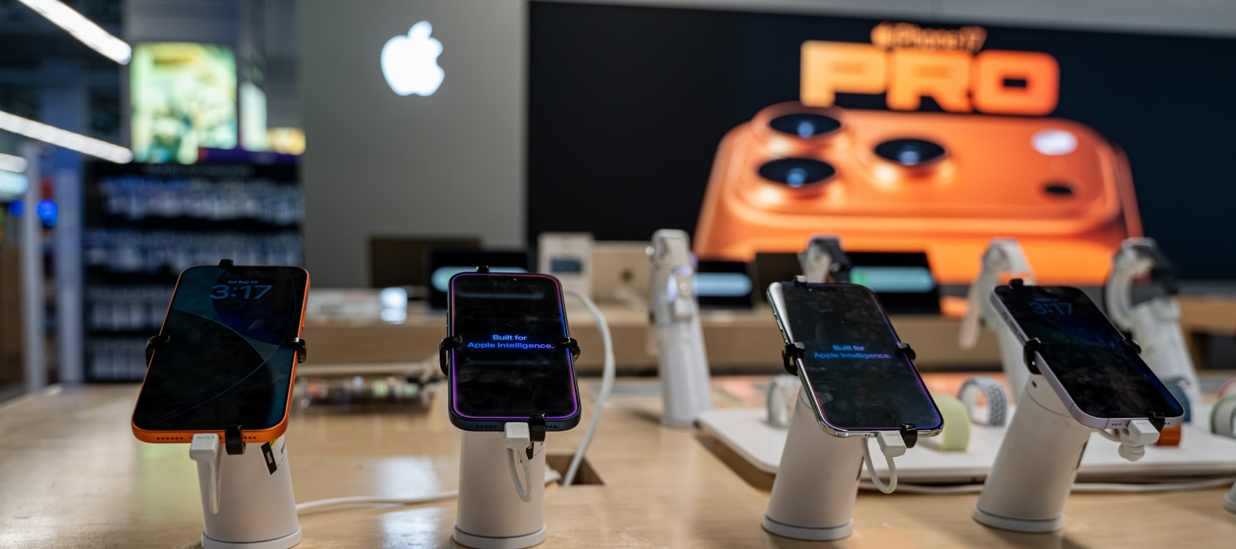 A photo of an Apple store with iPhones