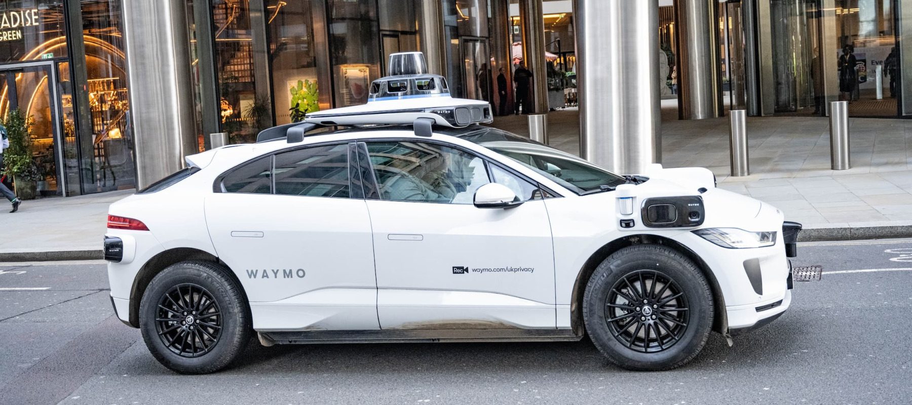 A photo of a self-driving Waymo car