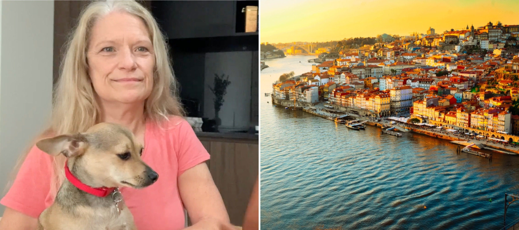 Photo of American expat to Portugal Paula Dreyfuss and a shot of Porto, Portugal