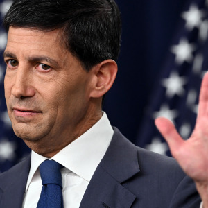 Chair of the Federal Reserve Kevin Warsh speaks during a news conference at the William McChesney Martin Jr. Federal Reserve Board Building.