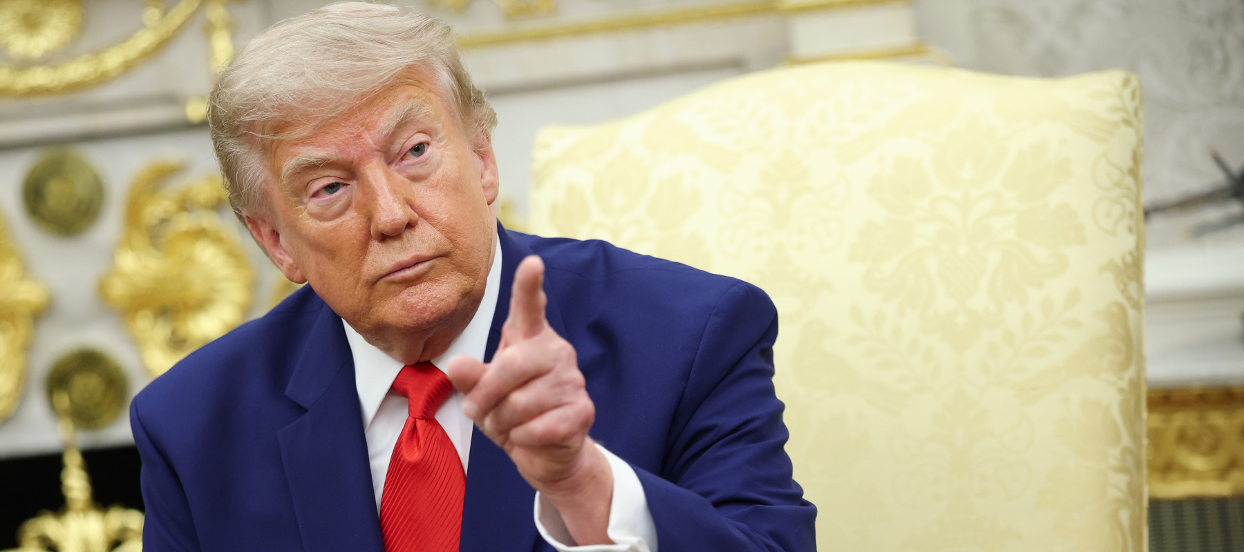 U.S. President Donald Trump taking questions from the White House.