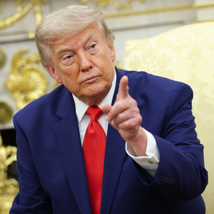 U.S. President Donald Trump taking questions from the White House.