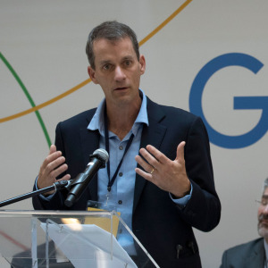 Jeff Dean delivers a speech during the inauguration of Google France's Research and Development center in 2018.