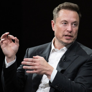 SpaceX CEO Elon Musk speaking at an event.