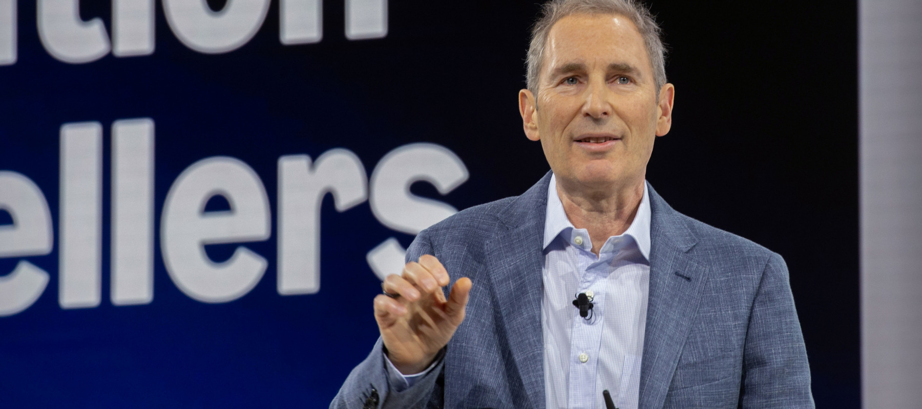 Andy Jassy speaking on stage