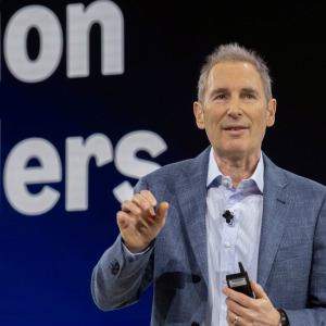 Andy Jassy speaking on stage