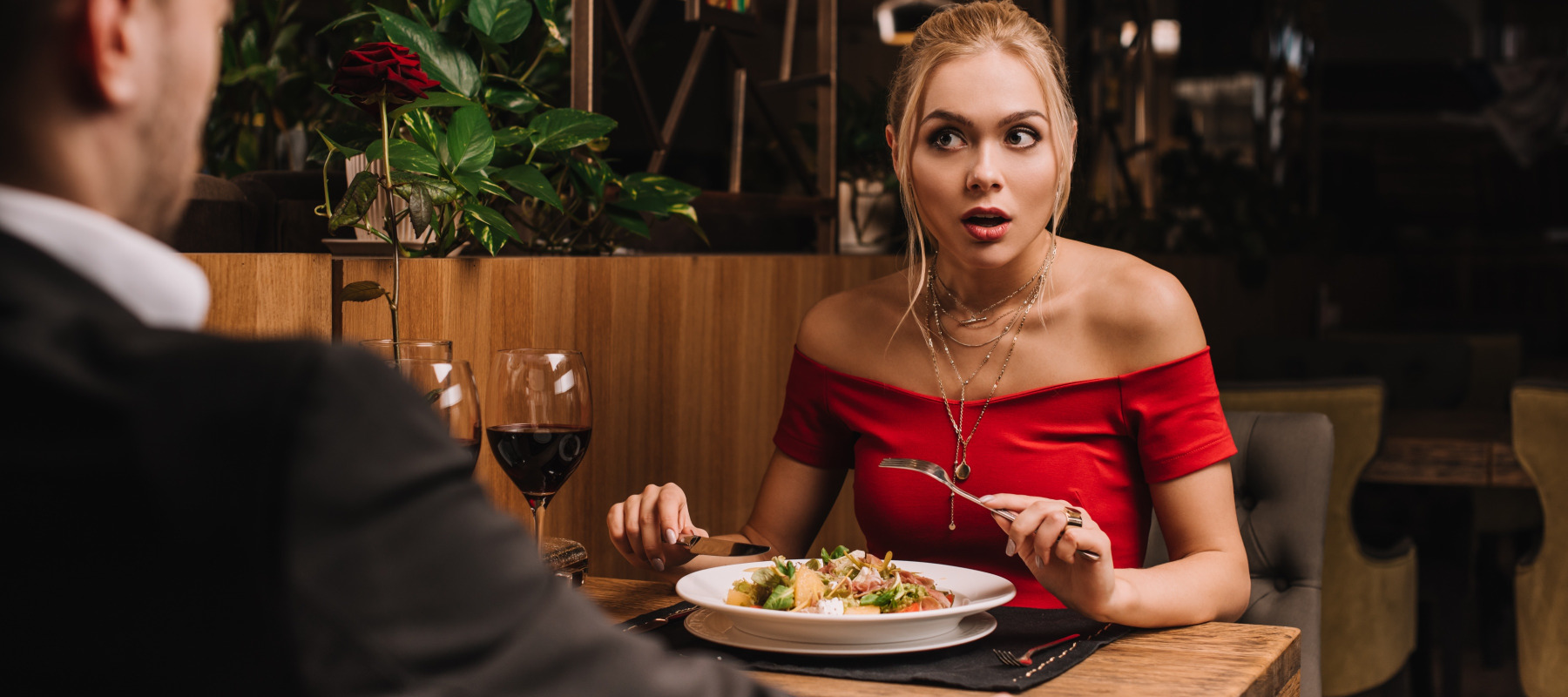 A couple at dinner