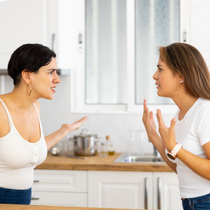 Two sisters arguing.