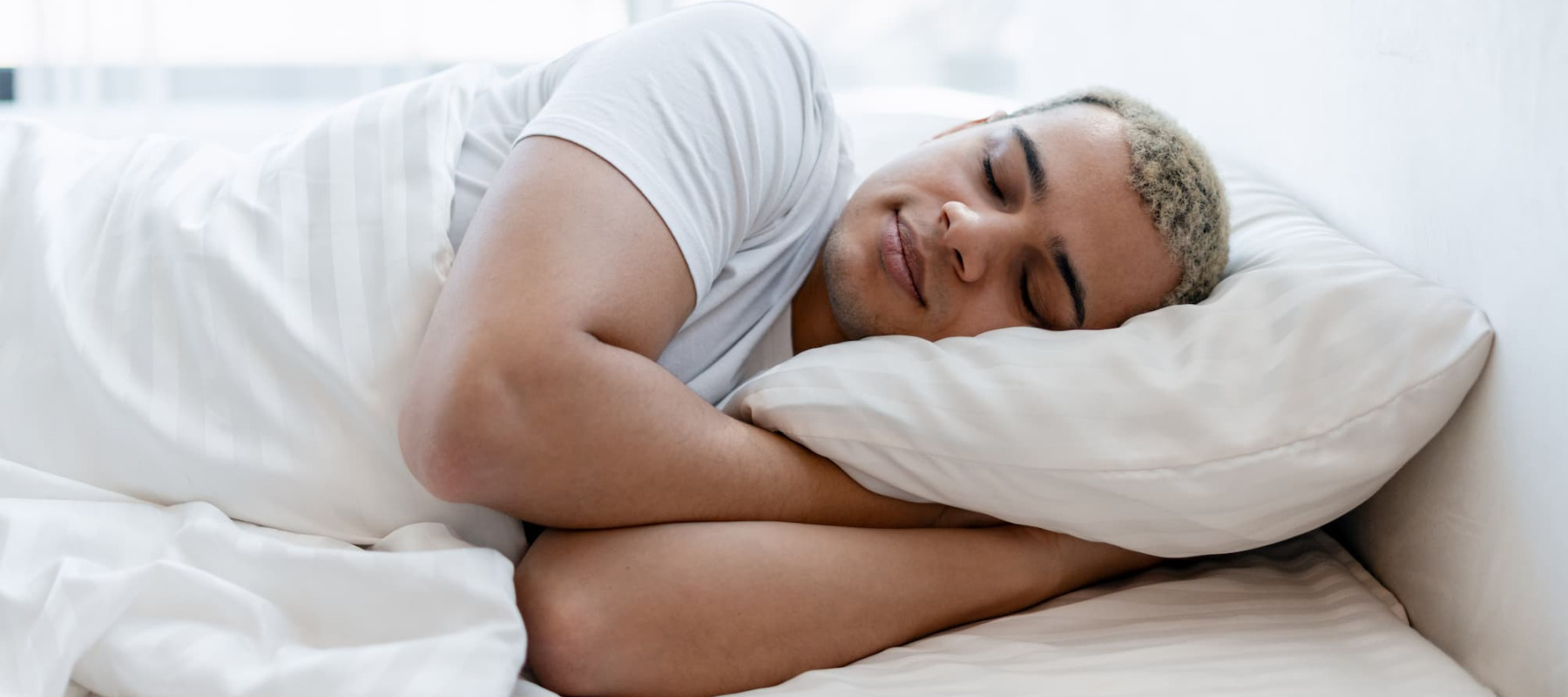 A photo of a man sleeping