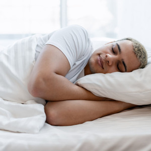 A photo of a man sleeping