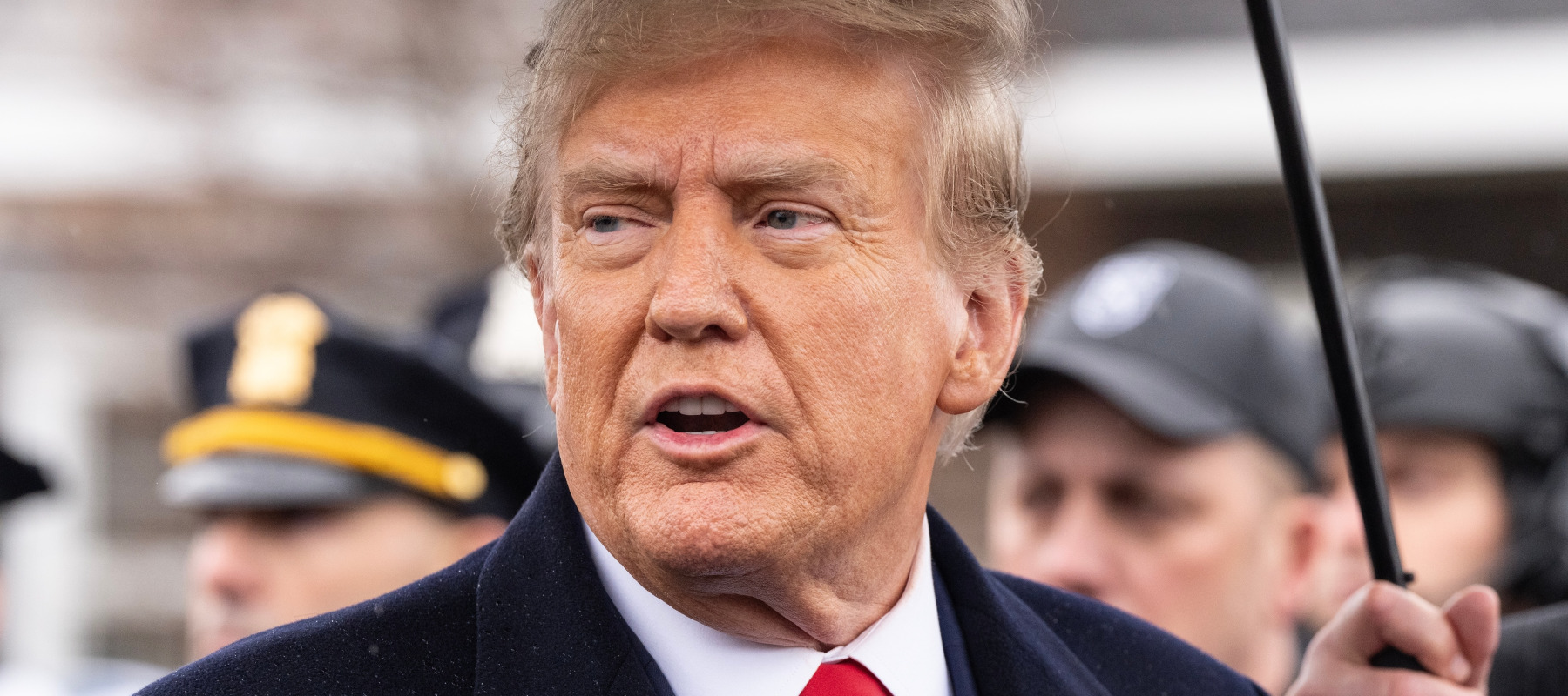Donald Trump speaks to the press in 2024.
