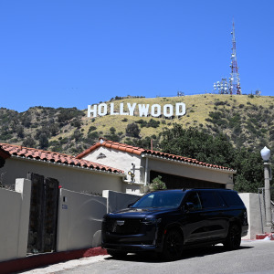 A view of ''Hollywood Sign'' on Mount Lee in Los Angeles, California.