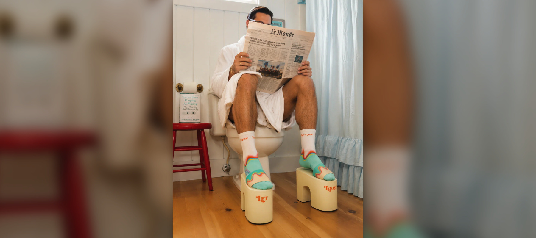 A photo of a man using Let Loose's Sh*t Shoes.