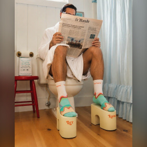 A photo of a man using Let Loose's Sh*t Shoes.