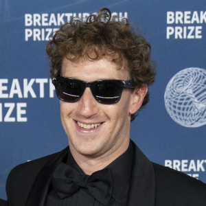 Mark Zuckerberg attend the 2025 Breakthrough Prize Ceremony at Barker Hangar in Santa Monica, California.
