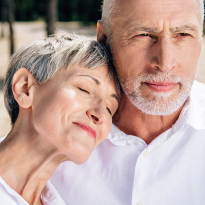 An older couple on the beach