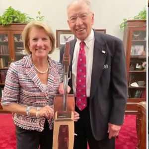 Photos of Senator Chuck Grassley and his vacuum cleaner, "Beth"