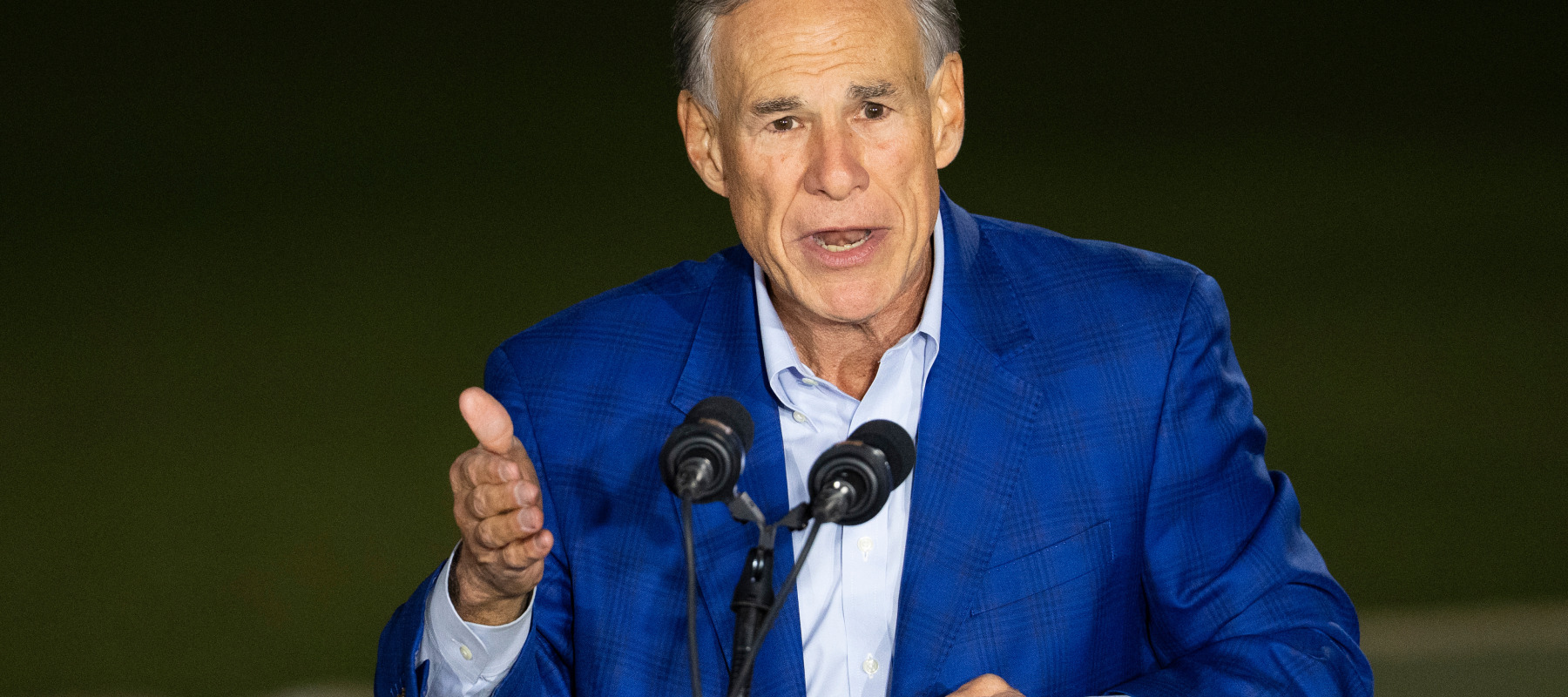 Gov. Greg Abbott speaking at a press conference.