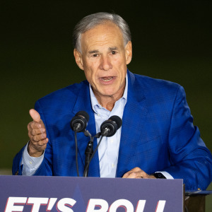 Gov. Greg Abbott speaking at a press conference.
