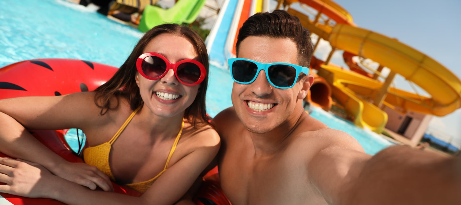 A photo of a couple at a waterpark