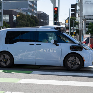 A photo of a Waymo Zeekr car