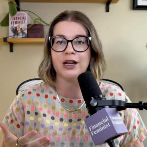 Screenshot of money expert Tori Dunlap hosting a podcast episode posted to YouTube.