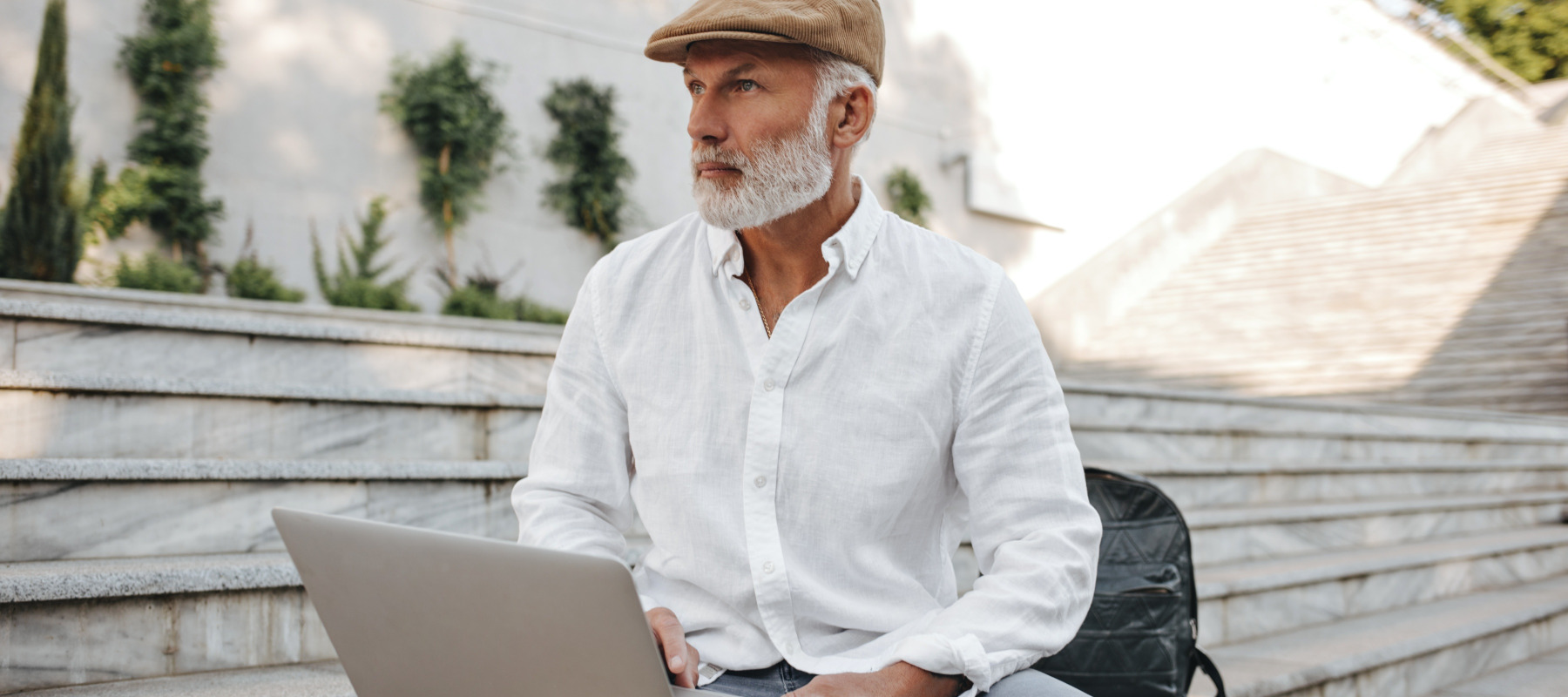 Man working on his laptop computer