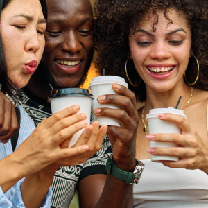 Group of friends with coffee