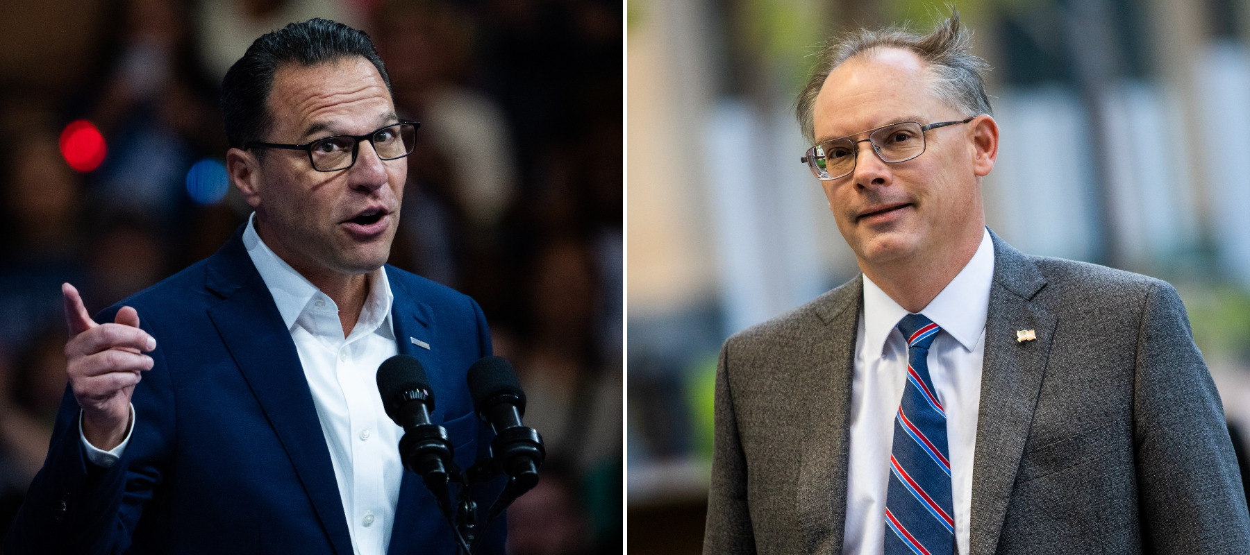 Pennsylvania Governor Josh Shapiro (left) is at odds with billionaire Tim Sweeney.