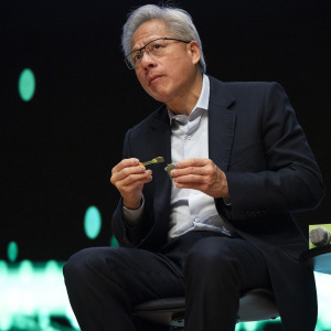 Jensen Huang, NVIDIA founder and CEO, has a Q&amp;A session at a press conference during the APEC CEO summit.