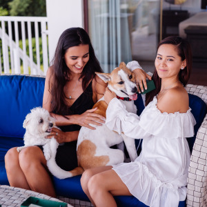 girls with dogs