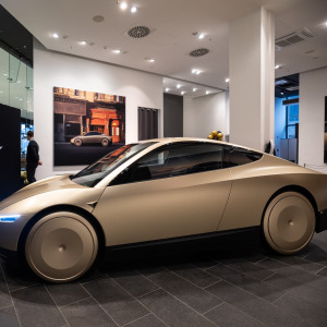 A photo of a Tesla Cybercab