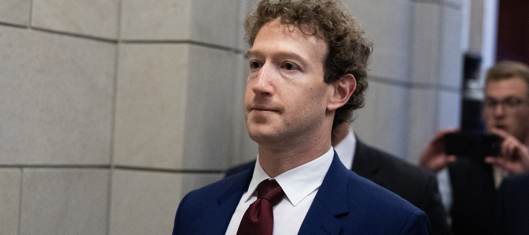 Mark Zuckerberg is seen in the U.S. Capitol after a meeting with Senate Majority Leader John Thune.