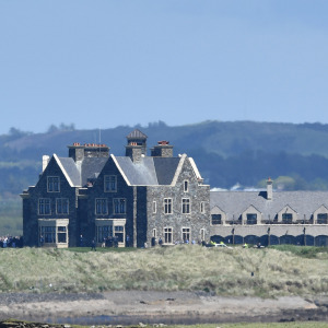 A photo of the Trump family's Doonbeg golf course and Donald Trump