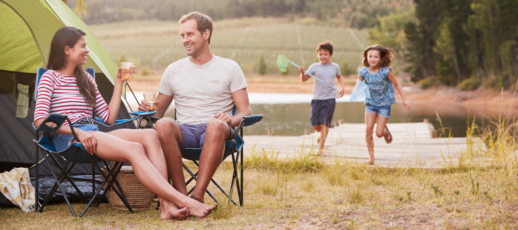 A family enjoying their time on a campground.