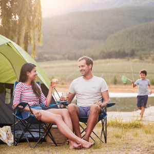 A family enjoying their time on a campground.